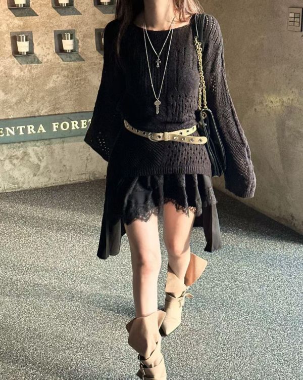 不規則蕾絲拼接洋裝 