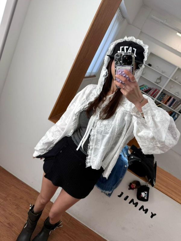 毛料開衩彈性褲裙 