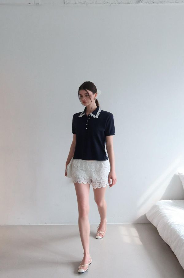 縷空雕花蕾絲短褲 