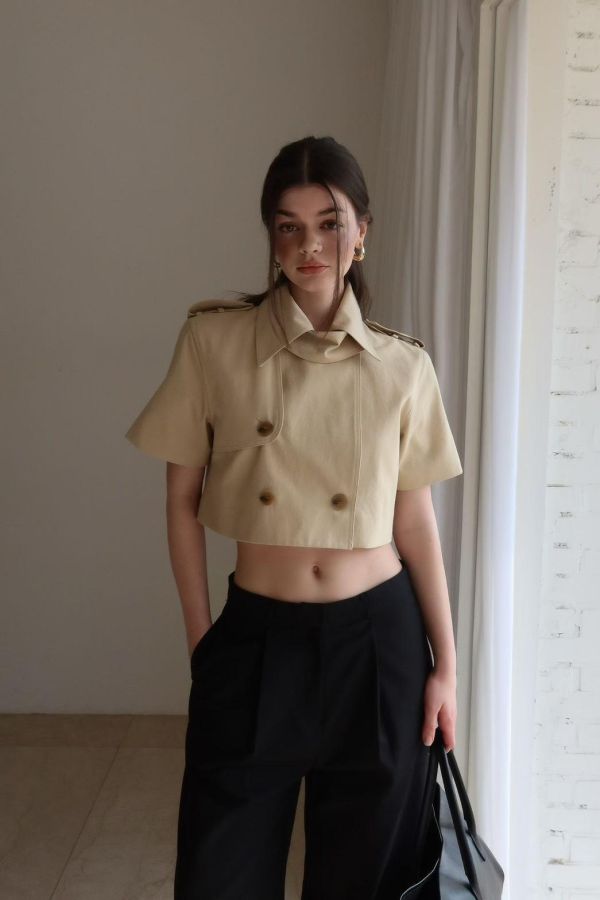 海軍風短版風衣外套 