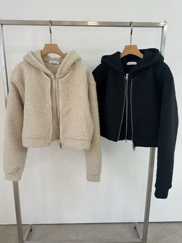 假兩件羊羔毛外套/後開衩羊羔毛長裙 