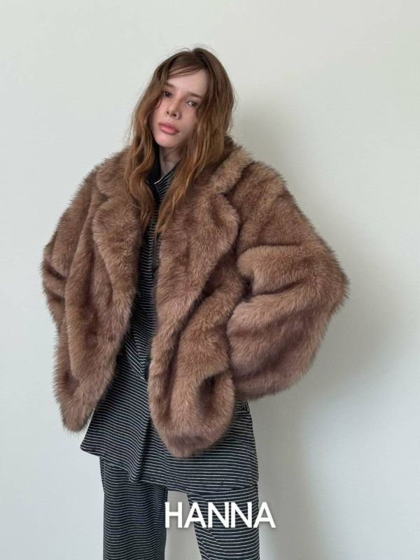 翻領皮草毛絨外套 