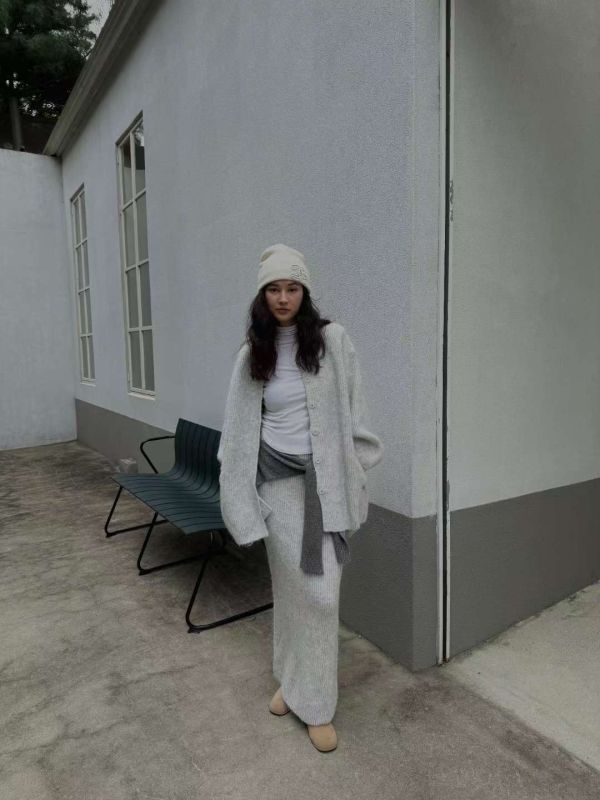 慵懶針織外套+針織長裙Set 