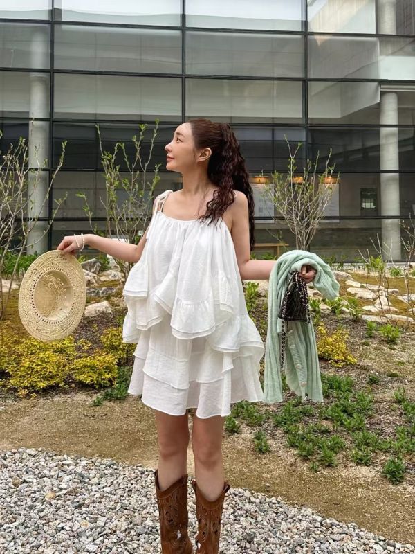 甜美綁帶不規格蛋糕上衣/鬆緊腰短褲裙 