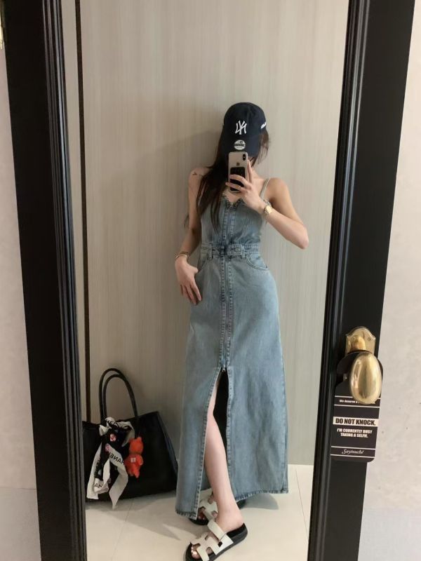 拉鏈牛仔洋裝 