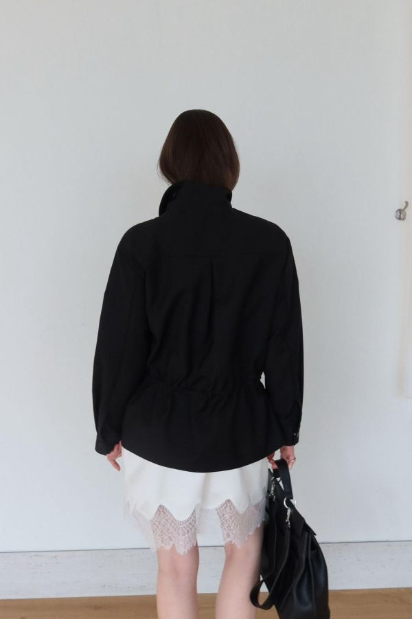 收腰立領風衣外套 