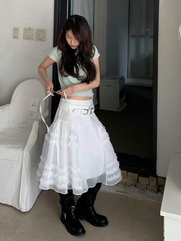 下綁帶粗細坑條上衣 