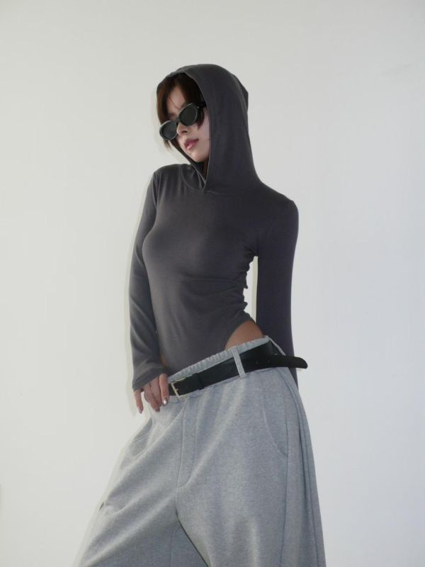 連帽彈性長袖連體衣 