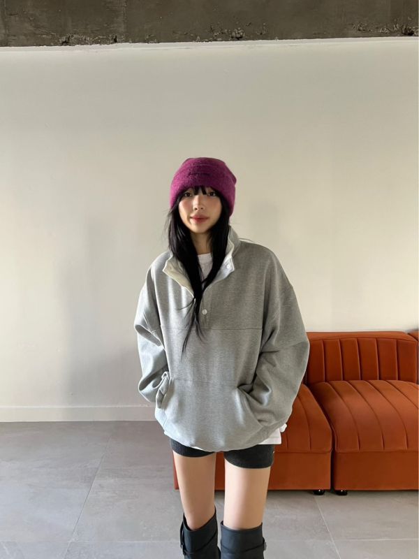 立領寬鬆休閒上衣 