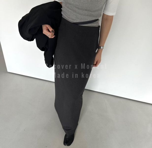 側腰造型綁帶西裝長裙 