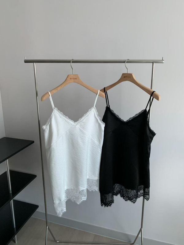 V領花邊吊帶洋裝 