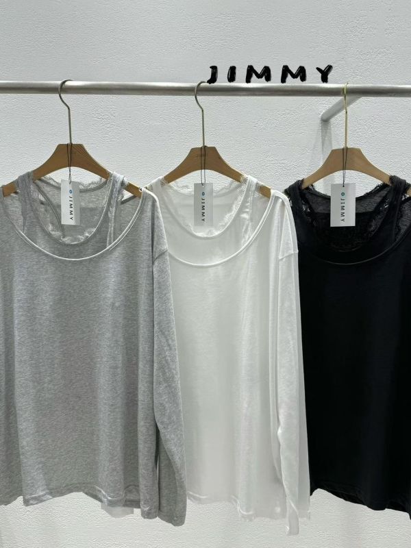 滾邊蕾絲背心+長袖上衣Set 