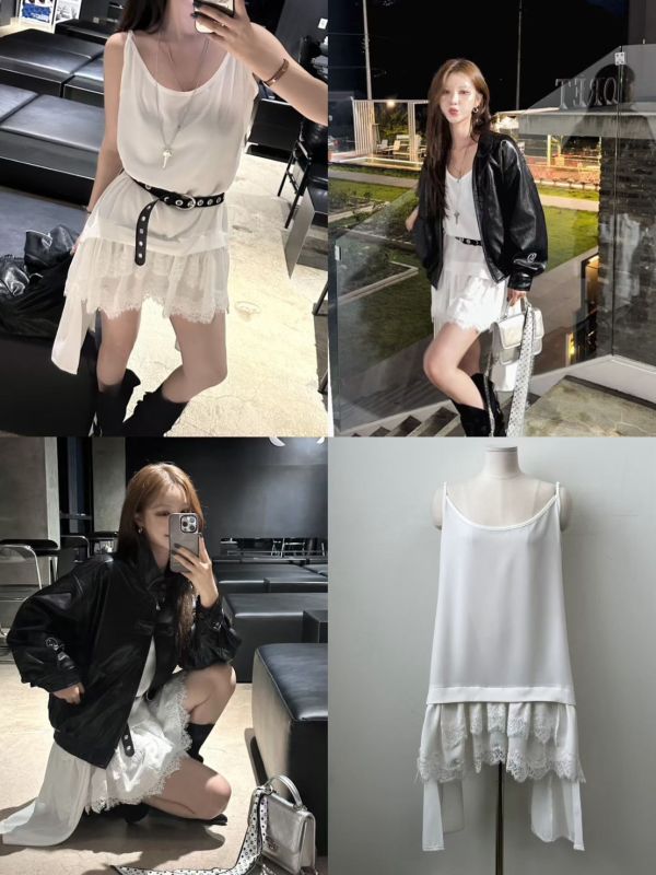 不規則蕾絲拼接洋裝 