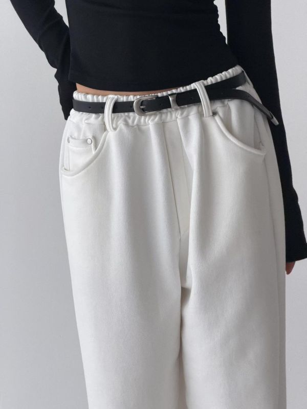 腰耳朵鉚釘棉質長褲 