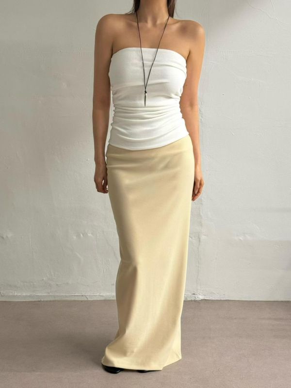 度假感後開衩西裝長裙 