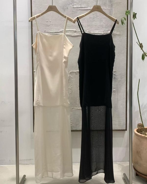 下拼紗細肩長洋 