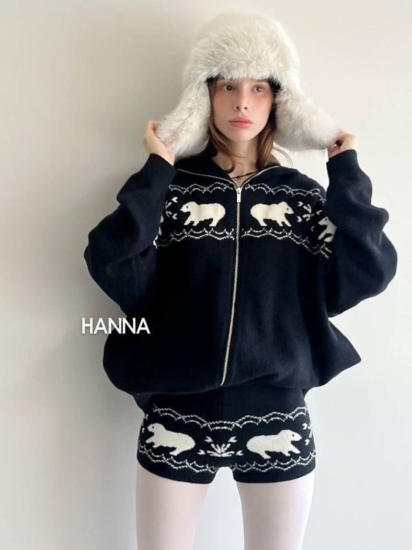 慵懶連帽針織上衣+短褲Set 