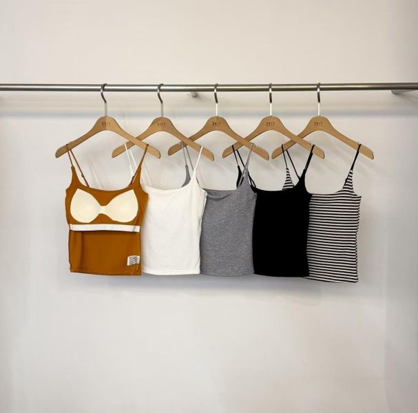 糖果色低領帶胸墊背心 