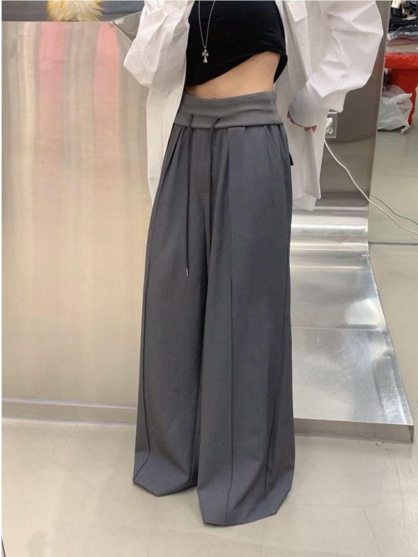 超顯瘦反摺涼感西裝長褲 