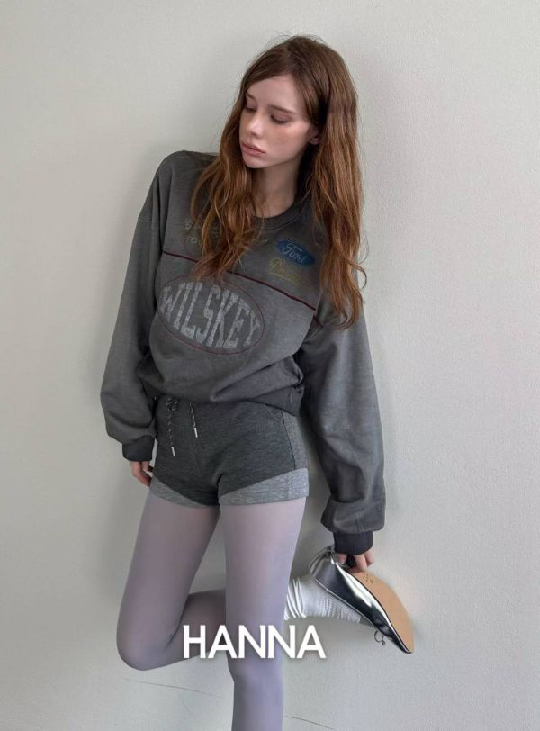 拼接設計針織小短褲 