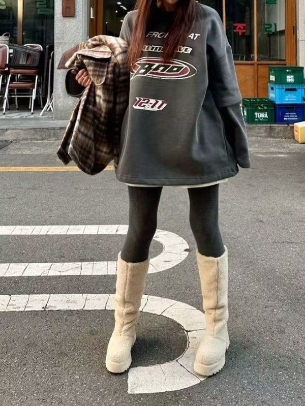 美式字母假兩件上衣 