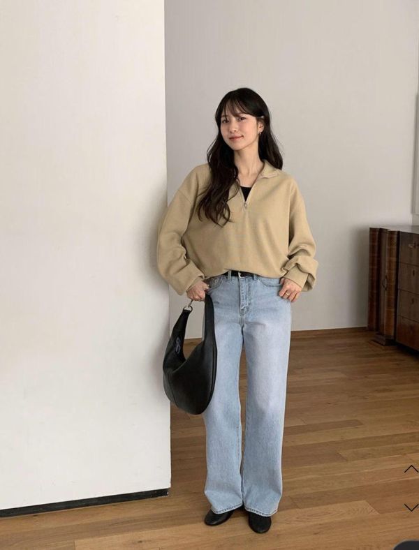 半拉鍊抽繩短款上衣 