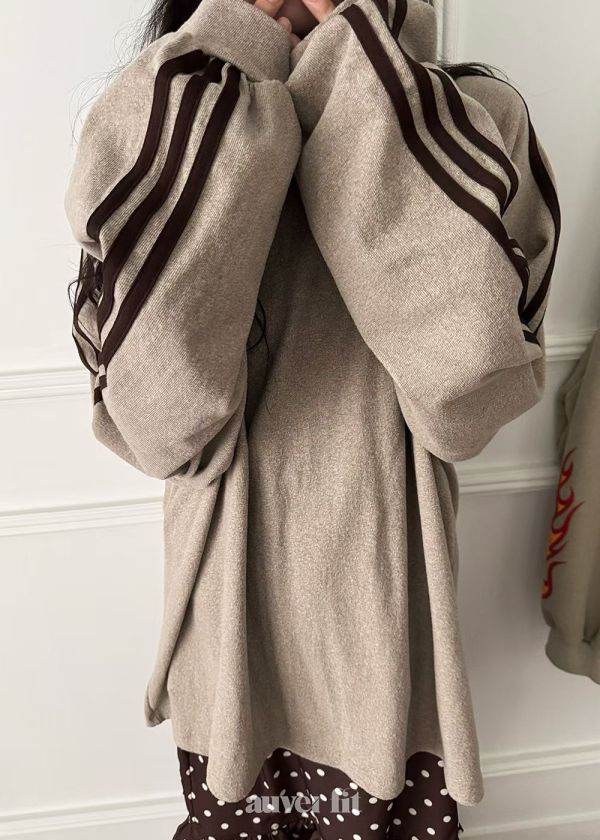 側條紋慵懶長袖上衣 