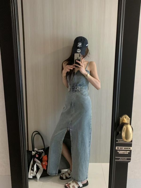 拉鏈牛仔洋裝 