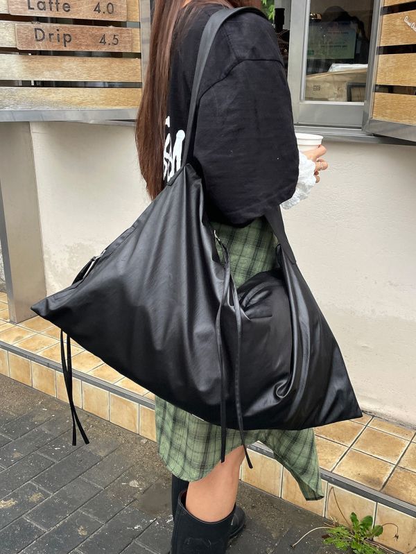 大容量光澤感單間托特包 