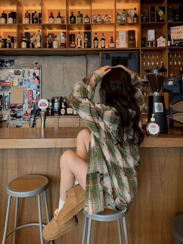 破損洗舊格紋襯衫/格紋短褲 