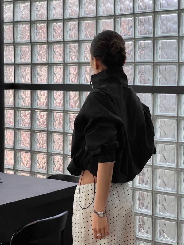 立領抽繩尼龍外套 