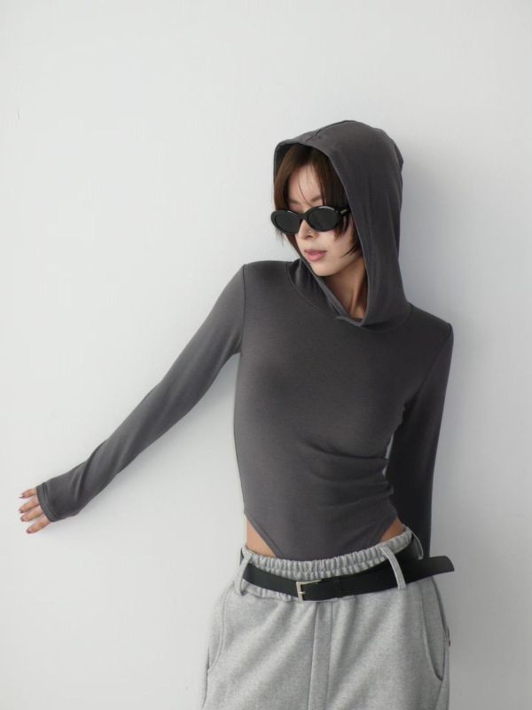 連帽彈性長袖連體衣 