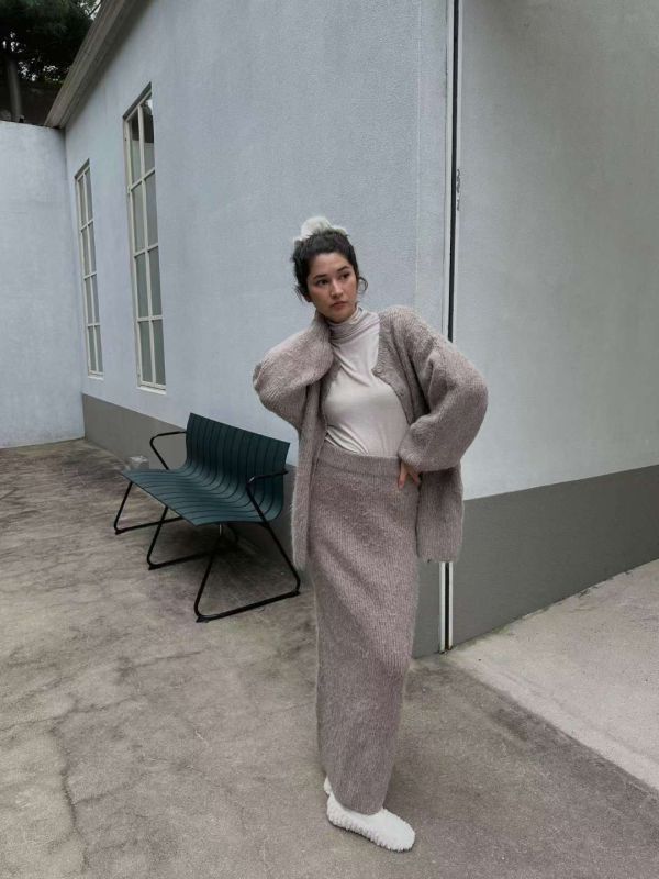 慵懶針織外套+針織長裙Set 