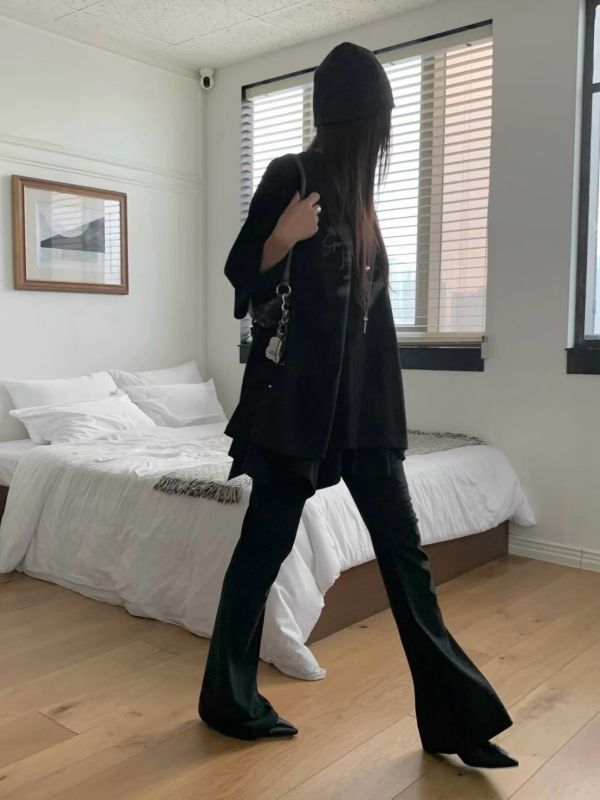 鬆緊腰假兩件褲裙 