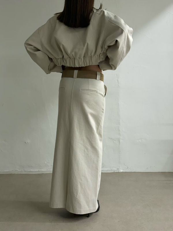 後開衩直筒牛仔長裙 