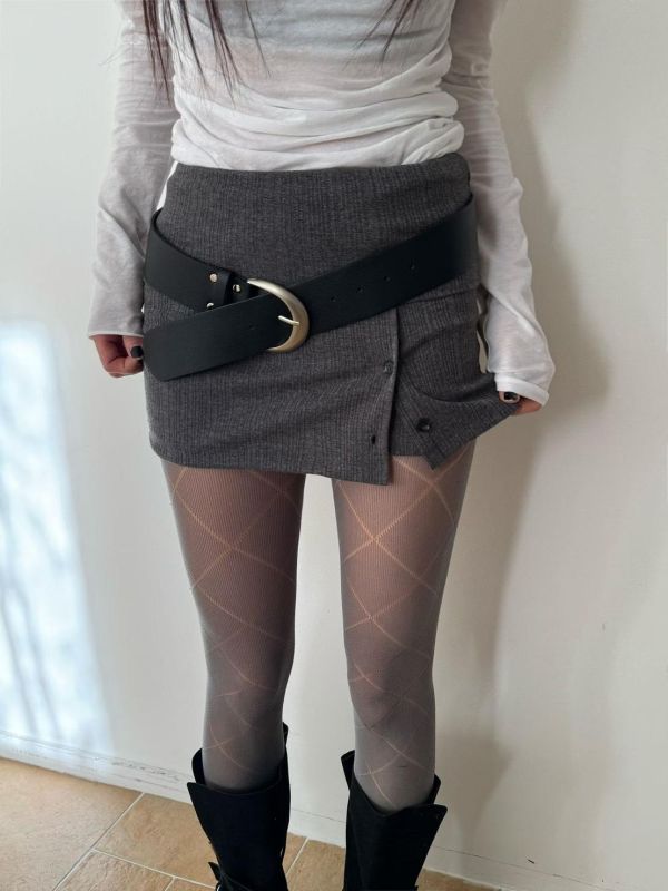 針織排扣短褲裙 