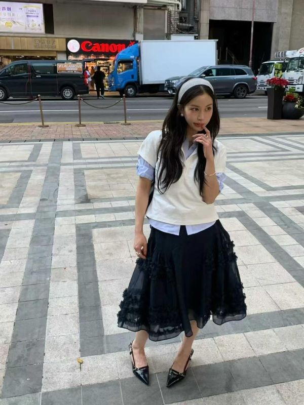 荷葉拼紗澎澎裙 