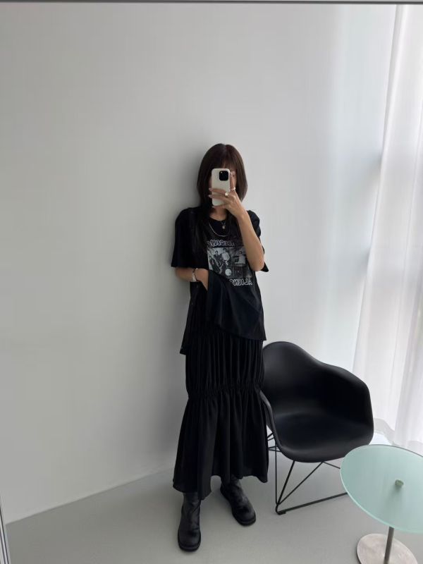 皺褶顯瘦洋裝 