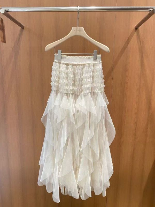 波浪層次透紗長裙 