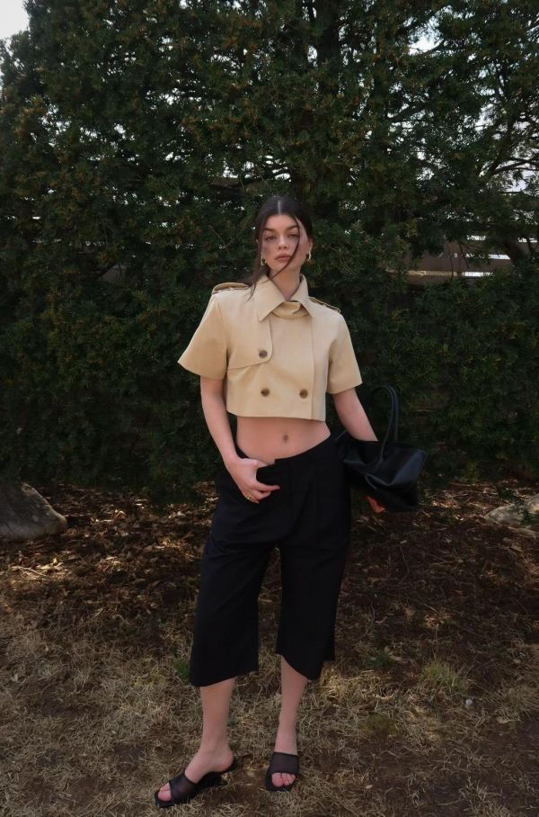 海軍風短版風衣外套 