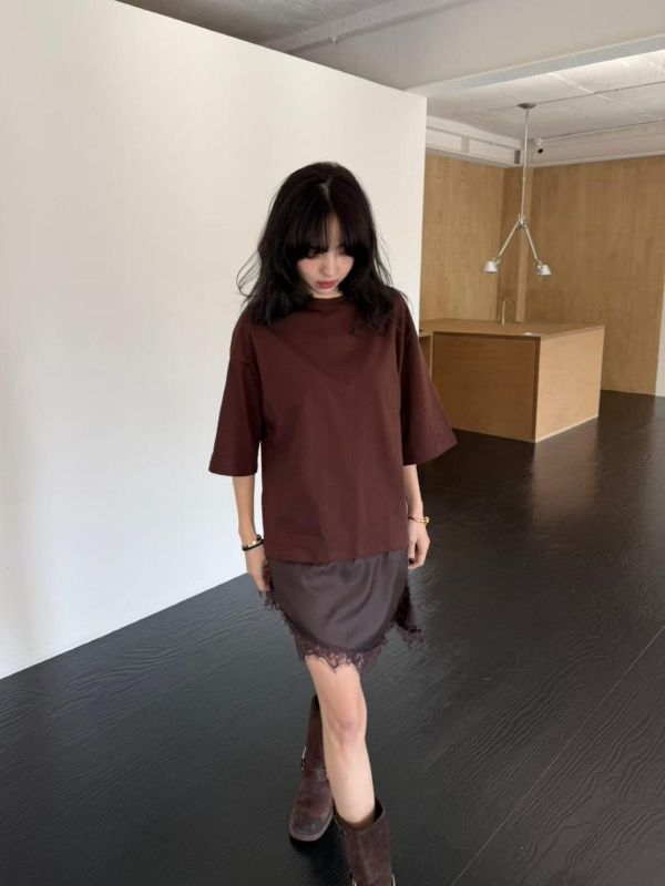 棉質拼蕾絲連身洋裝 