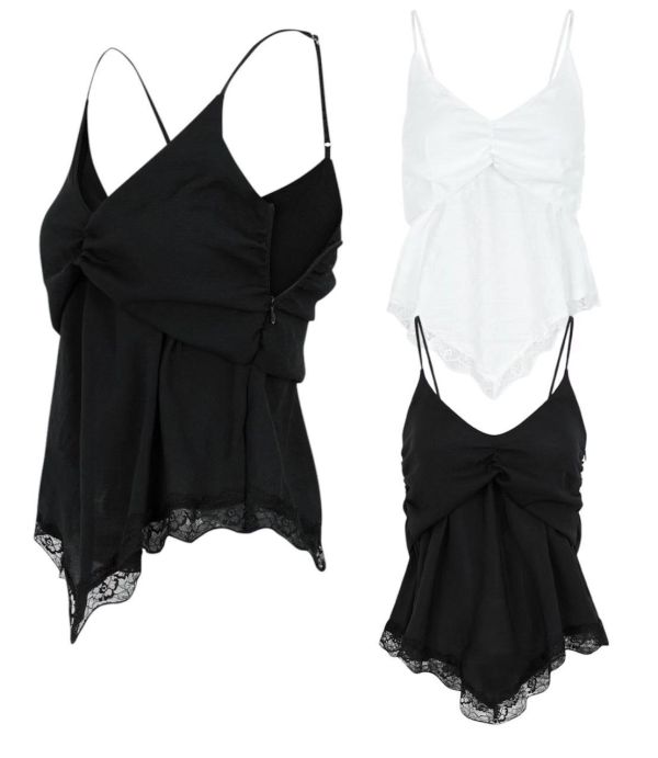 V領蕾絲邊吊帶背心 