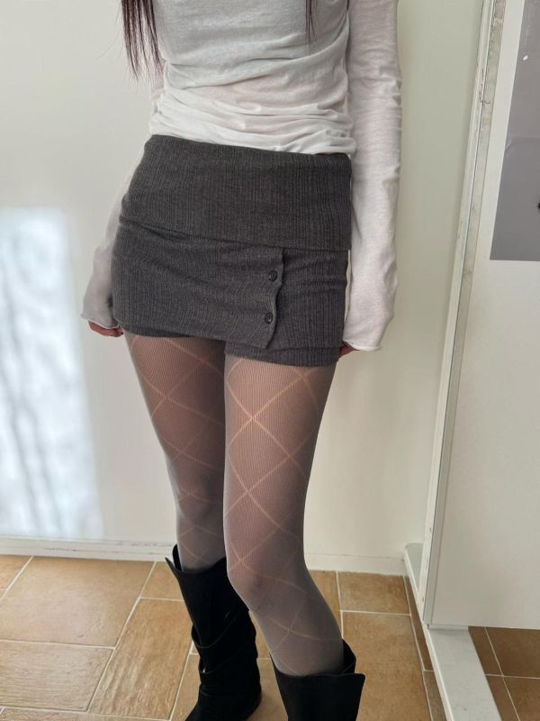 針織排扣短褲裙 