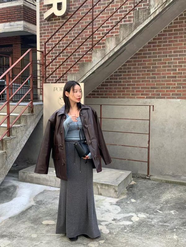 拉鍊磨毛魚尾棉裙 