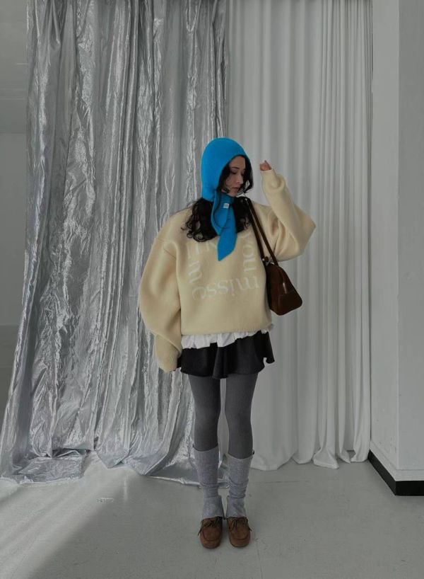 字母寬鬆針織毛衣 