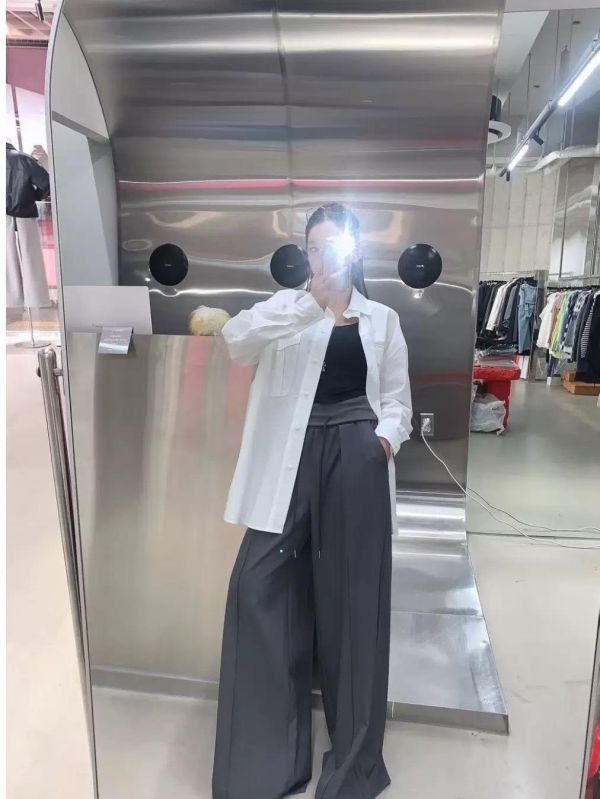 超顯瘦反摺涼感西裝長褲 