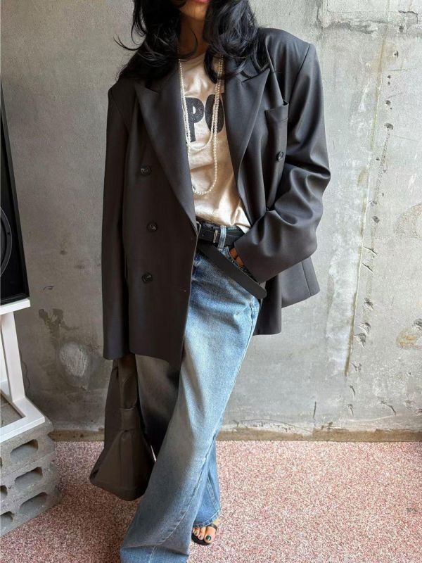 簡約雙排釦西裝外套 