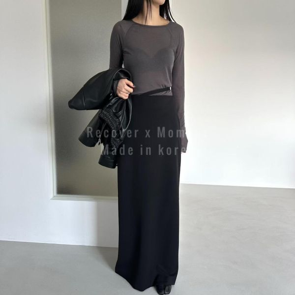 側腰造型綁帶西裝長裙 