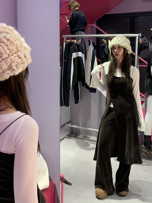 針織長版背心/顯瘦針織休閒褲 