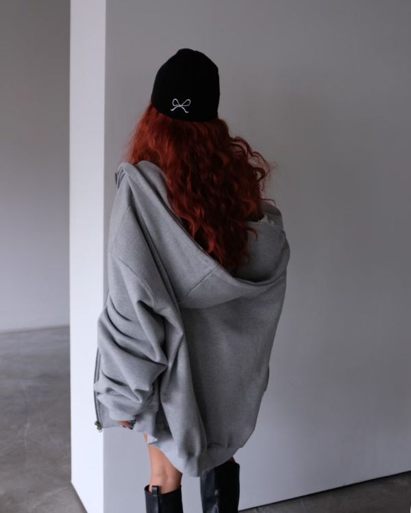 大帽子素面外套/腰帶環鬆緊大口袋短裙 